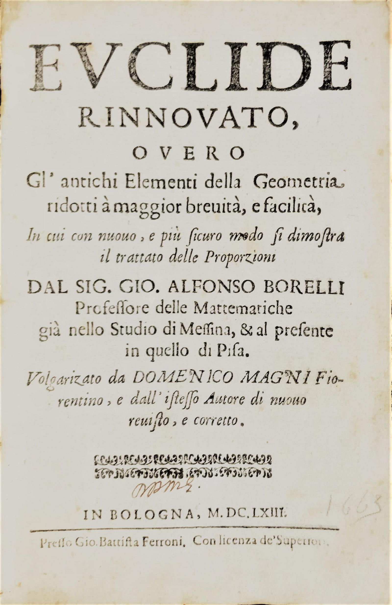 Mathematics. BORELLI. Euclide rinnovato. (1 of 1)