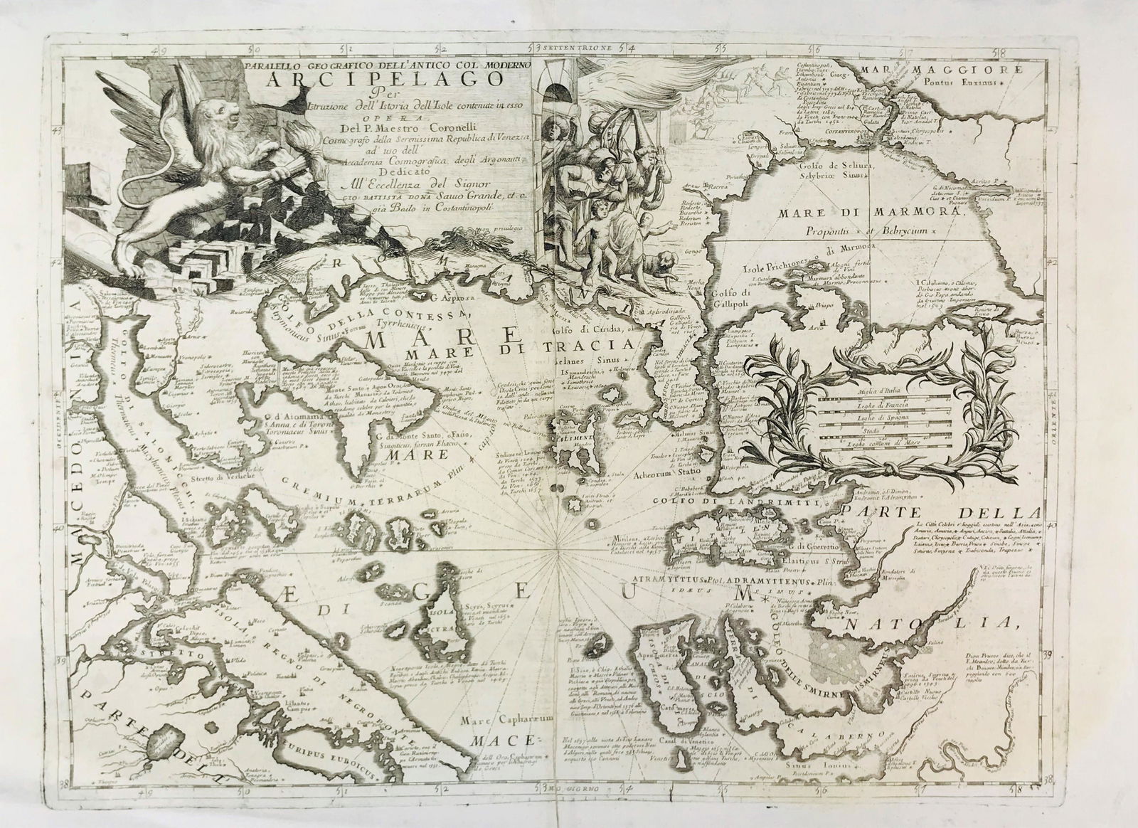 Greece. CORONELLI. Arcipelago greco. Map. (1 of 1)
