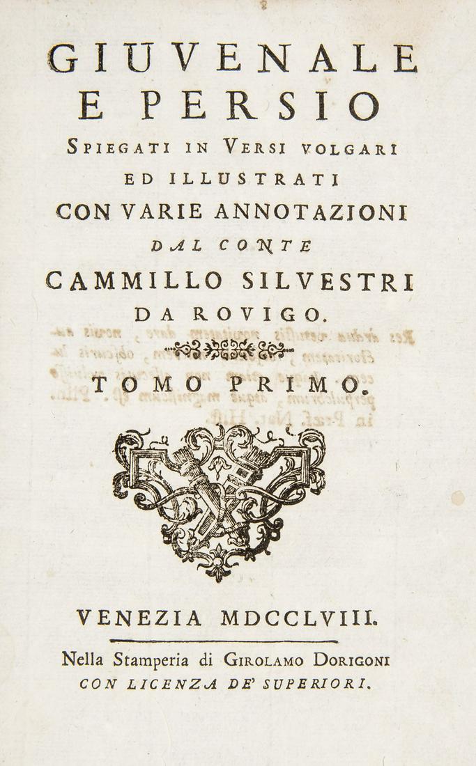 Greek and Roman customs. GIOVENALE-PERSIO. Giuvenale e (1 of 1)