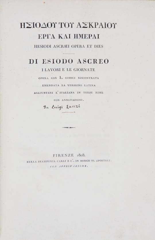 Greek Literature. ESIODO. H?siodou tou Askraiou Erga (1 of 1)