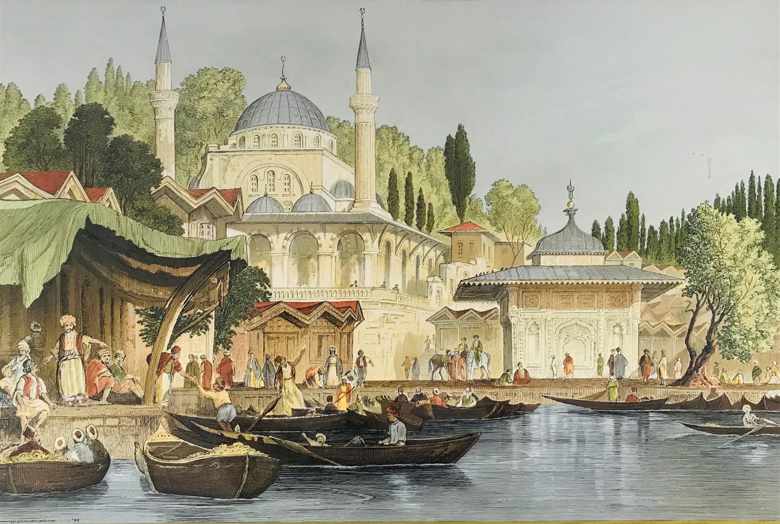 Veduta di Istanbul con personaggi e barche. (1 of 1)