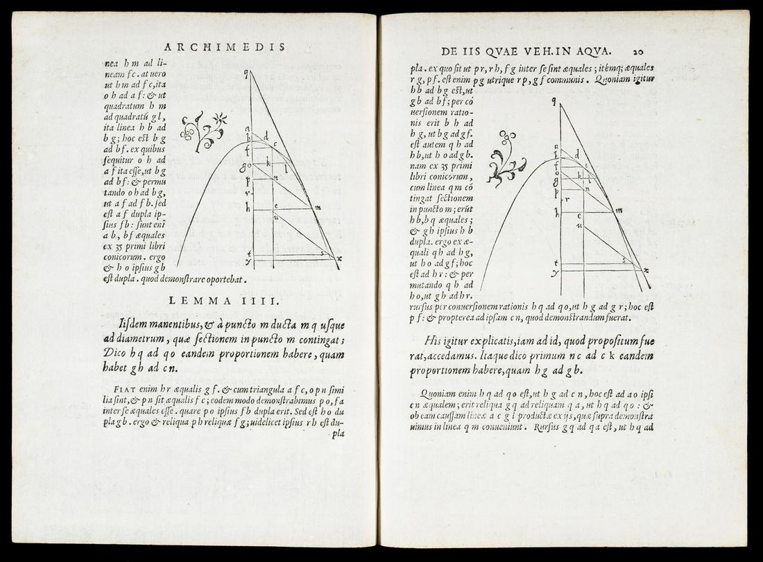ARCHIMEDES. Archimedis de iis quae vehuntur in Aqua (1 of 2)