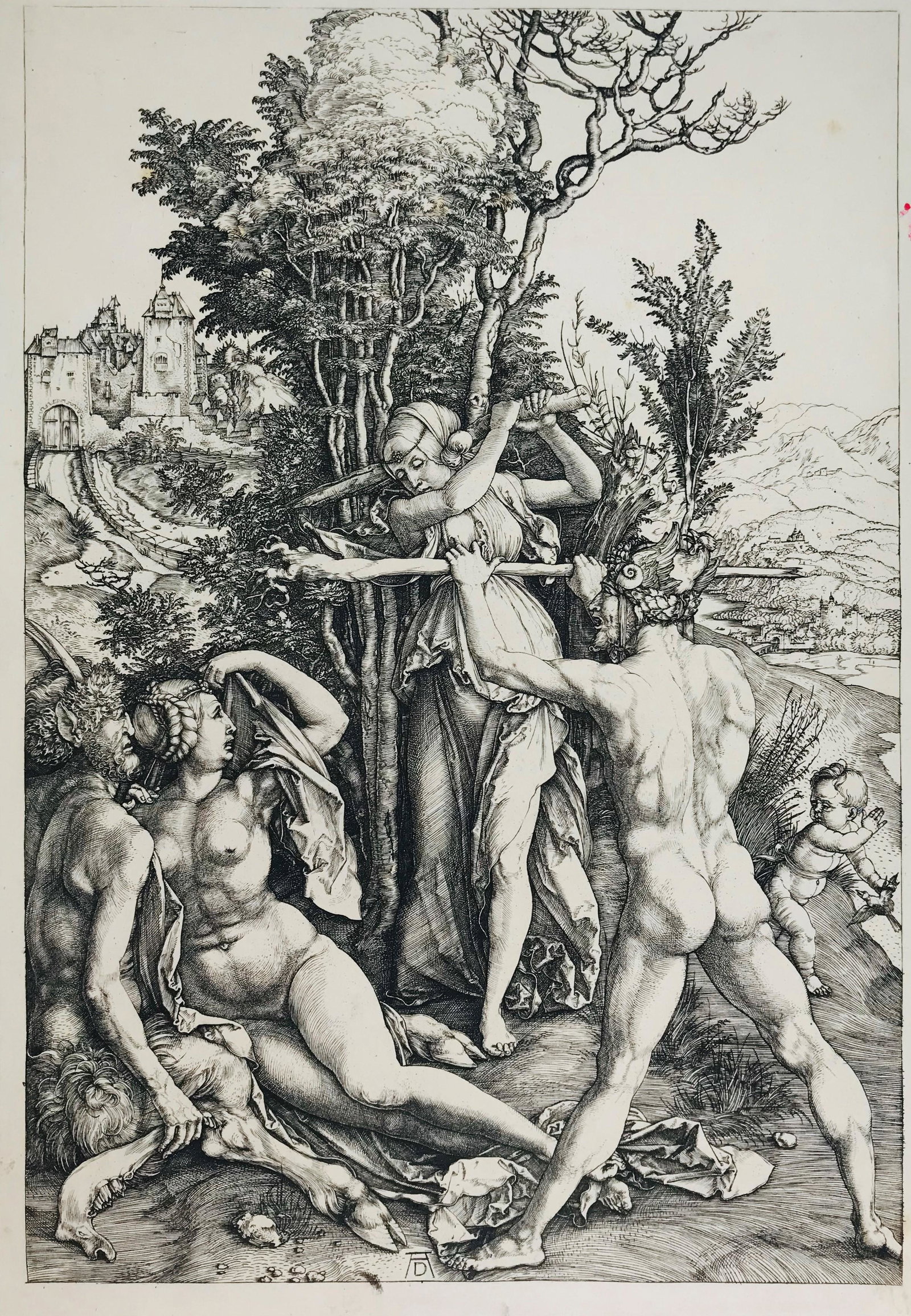 Albrecht DURER. Hercules at the Crossroads.: Albrecht DURER.1471-1528 Hercules at the Crossroads.c. 1498 Bulino; 342x234 mm; margine. Qualche leggerissima macchietta al margine inferiore, ma bell’esemplare. Copia ottocentesca dell’or