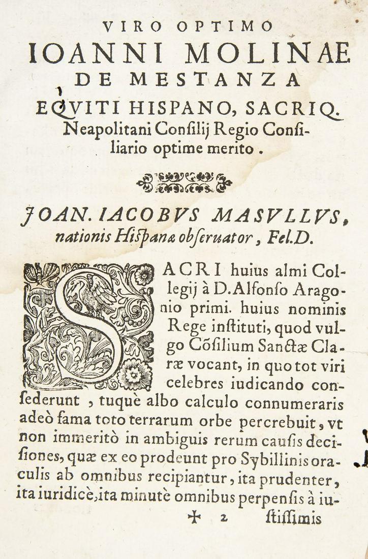 Law. MASULLO. Aureae et analyticae additiones... (1 of 1)