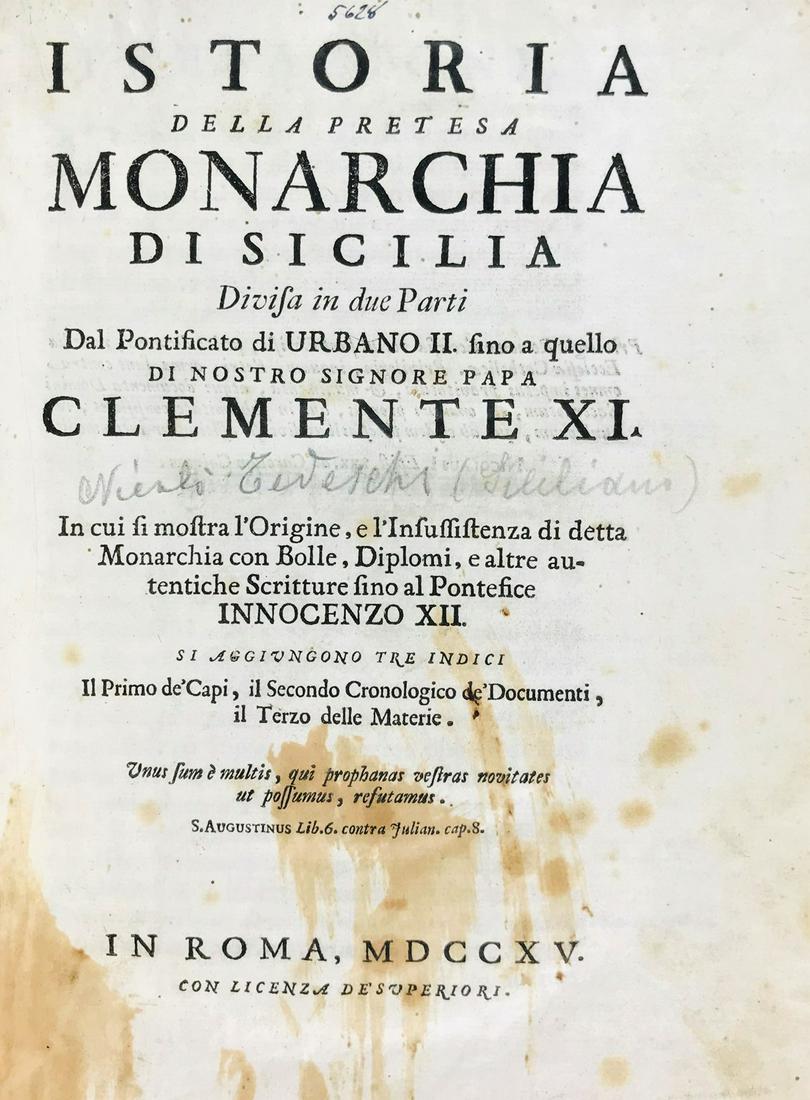 Sicily. TEDESCHI. Istoria della pretesa monarchia di (1 of 1)