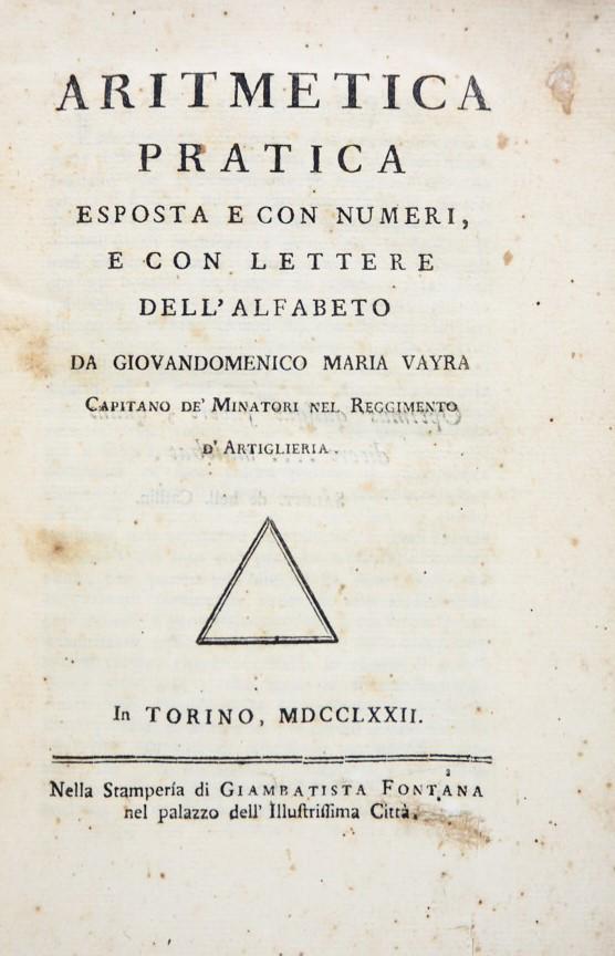 Mathematics. VAYRA. Aritmetica Pratica. (1 of 1)