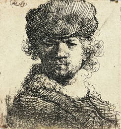 REMBRANDT. Rembrandt in a heavy fur cap.