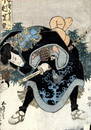 TOYOKUNI. Yakusha-e. Kabuki Theater scene. Sumo Wrestler.