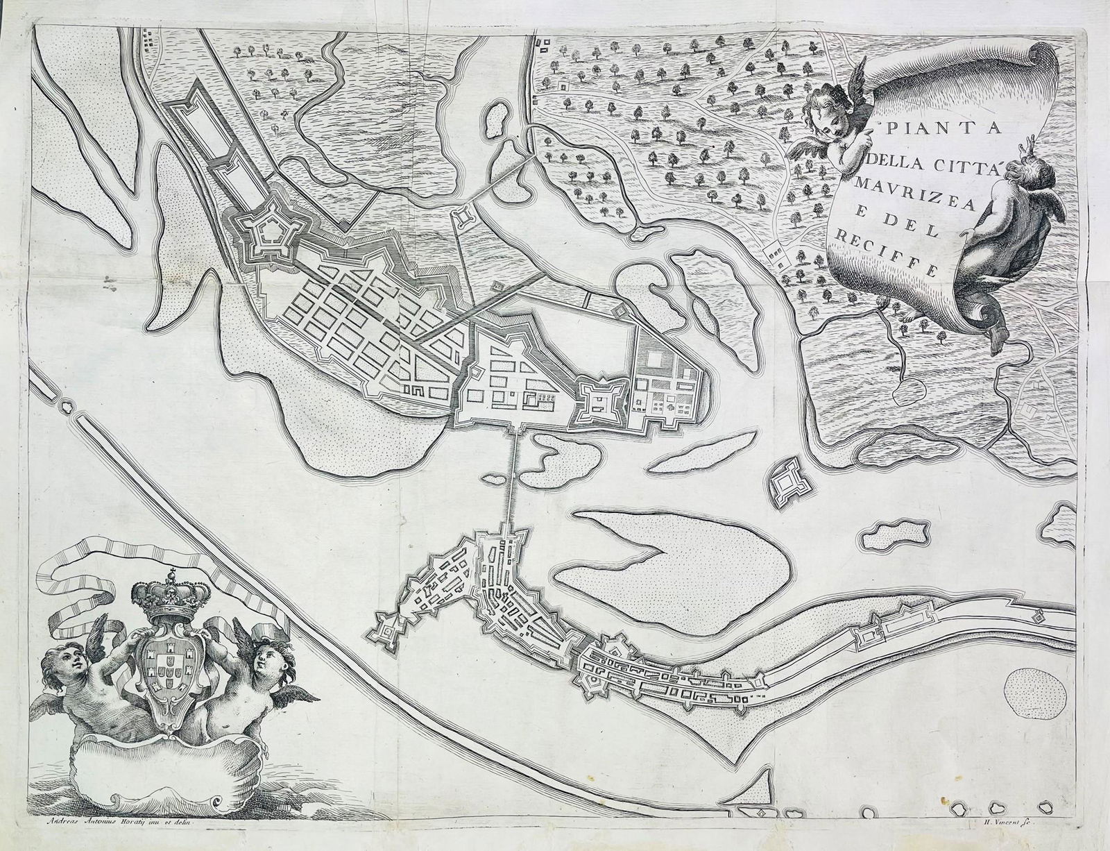 Brazil. ORAZI. Pianta della citta' Maurizea e del Reciffe. (1 of 1)