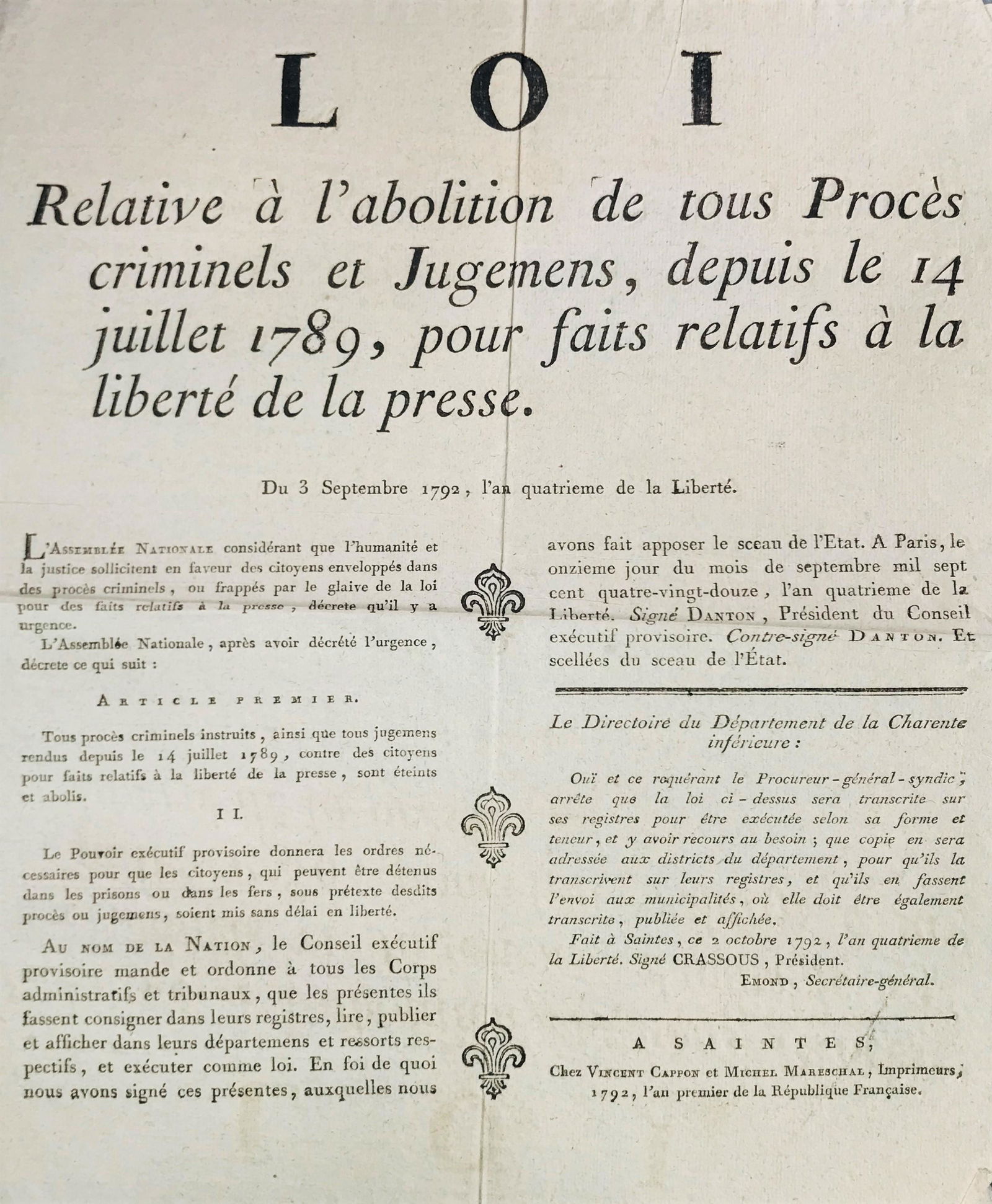 Poster. French Revolution. Freedom of the Press. (1 of 1)