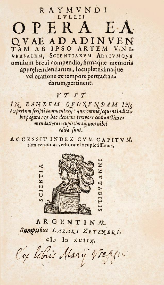 LULL – BRUNO. Opera ea quae ad inventam ab ipso Artem Universalem, Scientiarum Artiumque (1 of 1)