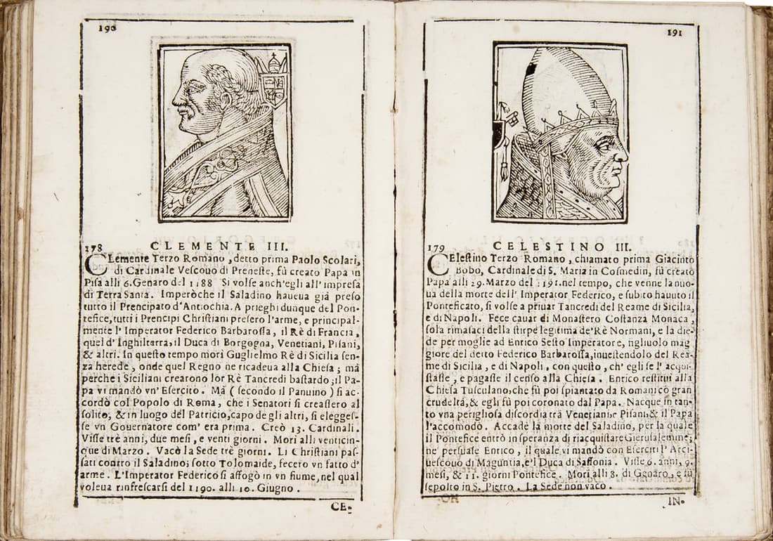 Chronology of popes. BALDINI. Cronologia ecclesiastica la quale contiene le vite de' pontefici. (1 of 2)