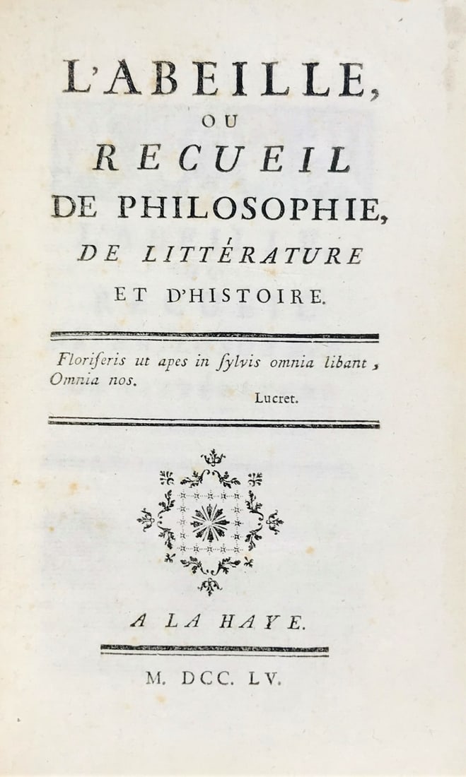 Enlightenment. GERDOLLE. L’Abeille, ou Recueil de philosophie, de littérature et d’ (1 of 1)