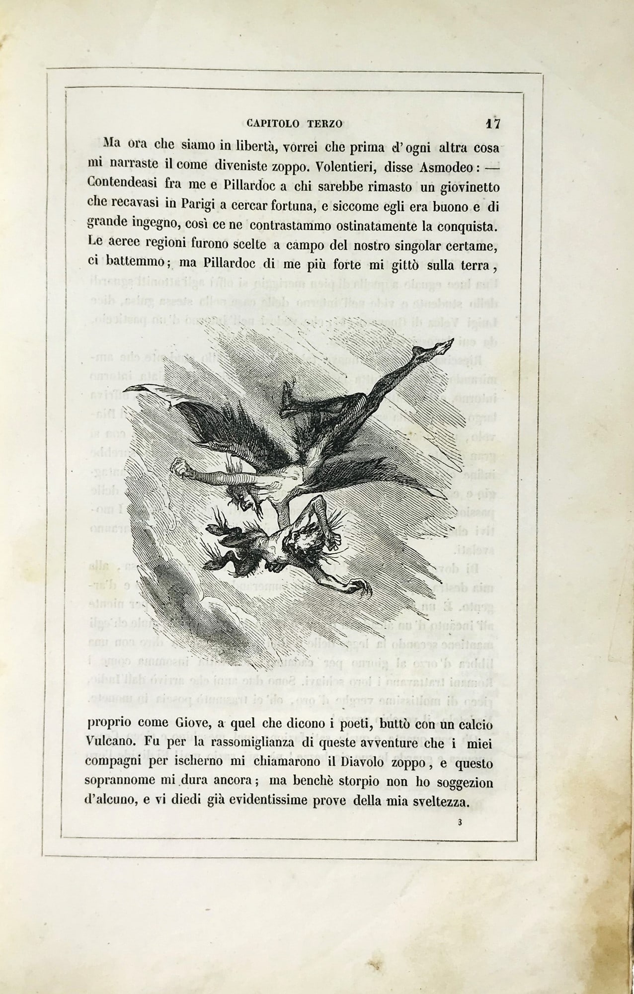 Illustrated French Literature. LE SAGE. Il Diavolo Zoppo.: LE SAGE, Alain René. Il Diavolo Zoppo di Le Sage illustrato con intagli da Tony Johannot e preceduto da cenni biografici su Le Sage di Giulio Janin. Torino, A. Fontana, 18404to; 258x170 mm; Legat