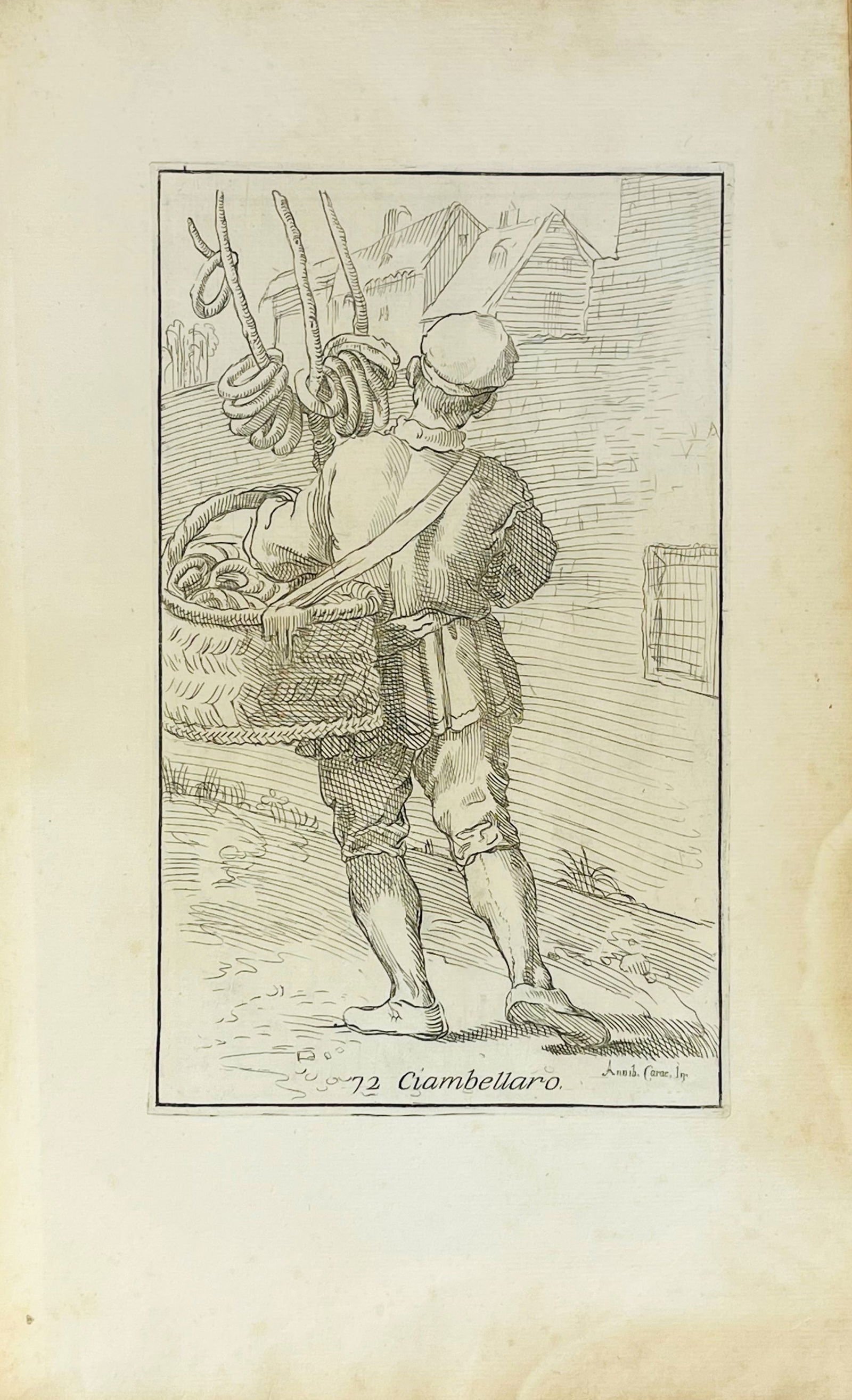 CARRACCI. Le arti di Bologna.: CARRACCI, Annibale. Le arti di Bologna disegnate da Annibale Carracci. Roma, Gregorio Roisecco Mercante dei libri a Piazza Navona, 1740 Folio, mm. 414x260; Legatura in mezza pelle e cartonato marmoriz