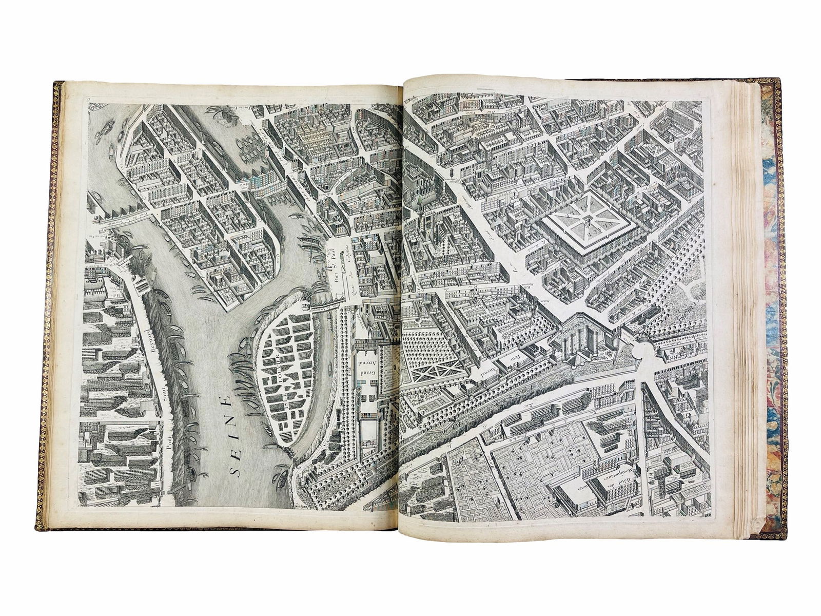RED MOROCCO BINDING. TURGOT - BRETEZ. Plan de Paris, commencé l'année 1734.: TURGOT, Michel Etienne - BRETEZ, Louis. Plan de Paris, commencé l'année 1734, dessiné et gravé sur les ordres de Messire Michel-Etienne Turgot, … achevé de graver en 173
