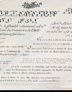 Trade for India beyond the Cape of Good Hope. Proclamation du Roi, Sur le Decret de l’: Proclamation du Roi, Sur le Decret de l’Assemblee National… pour la liberté du Commerce de l’Inde au-delà du Cap de Bonne-Esperance. Du 2 Mai 1790.La Rochelle, Vincent Capp