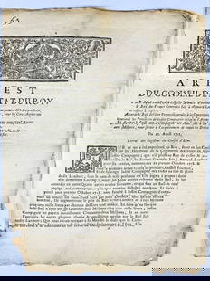 Law System - Foundation of the East India Company. Arrest du Conseil D’Etat du Roy, Par lequel: Arrest du Conseil D’Etat du Roy, Par lequel Sa Majeste Casse & Annulle, a commencer au premier Octobre prochain, le Bail des Fermes Generales fait a Aymard Lambert, pour cinq années qui