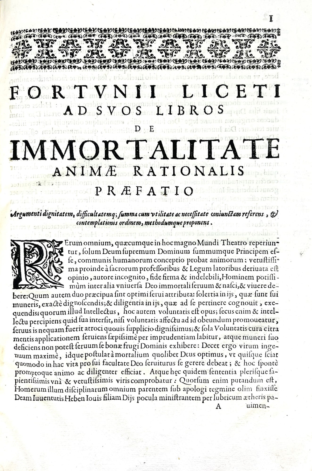 Natural Philosophy. LICETI. De animarum rationalium immortalitate. (1 of 1)