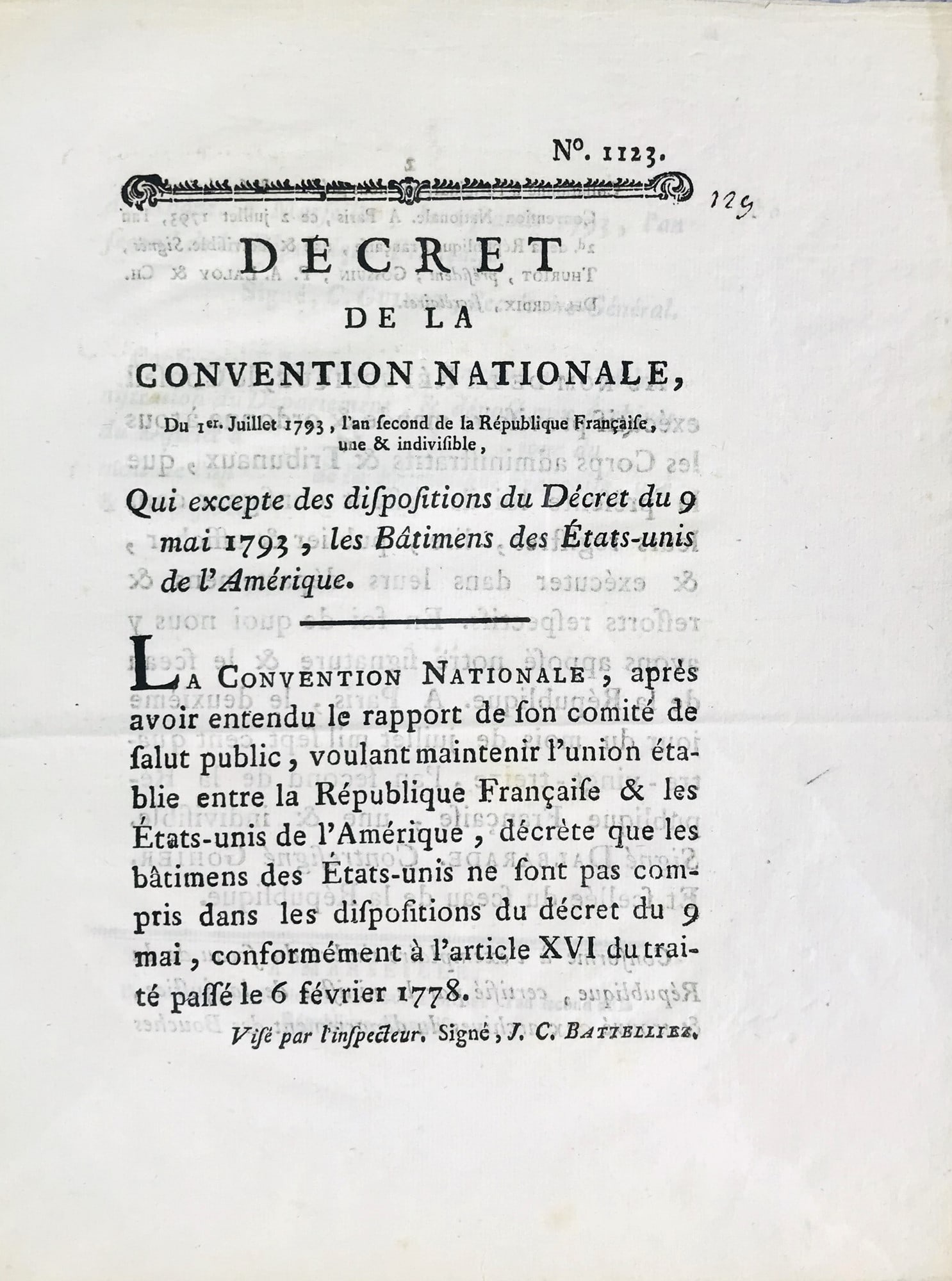 Trade with the United States. Convention Nationale. Decret qui excepte des dispositions du Decret du (1 of 1)