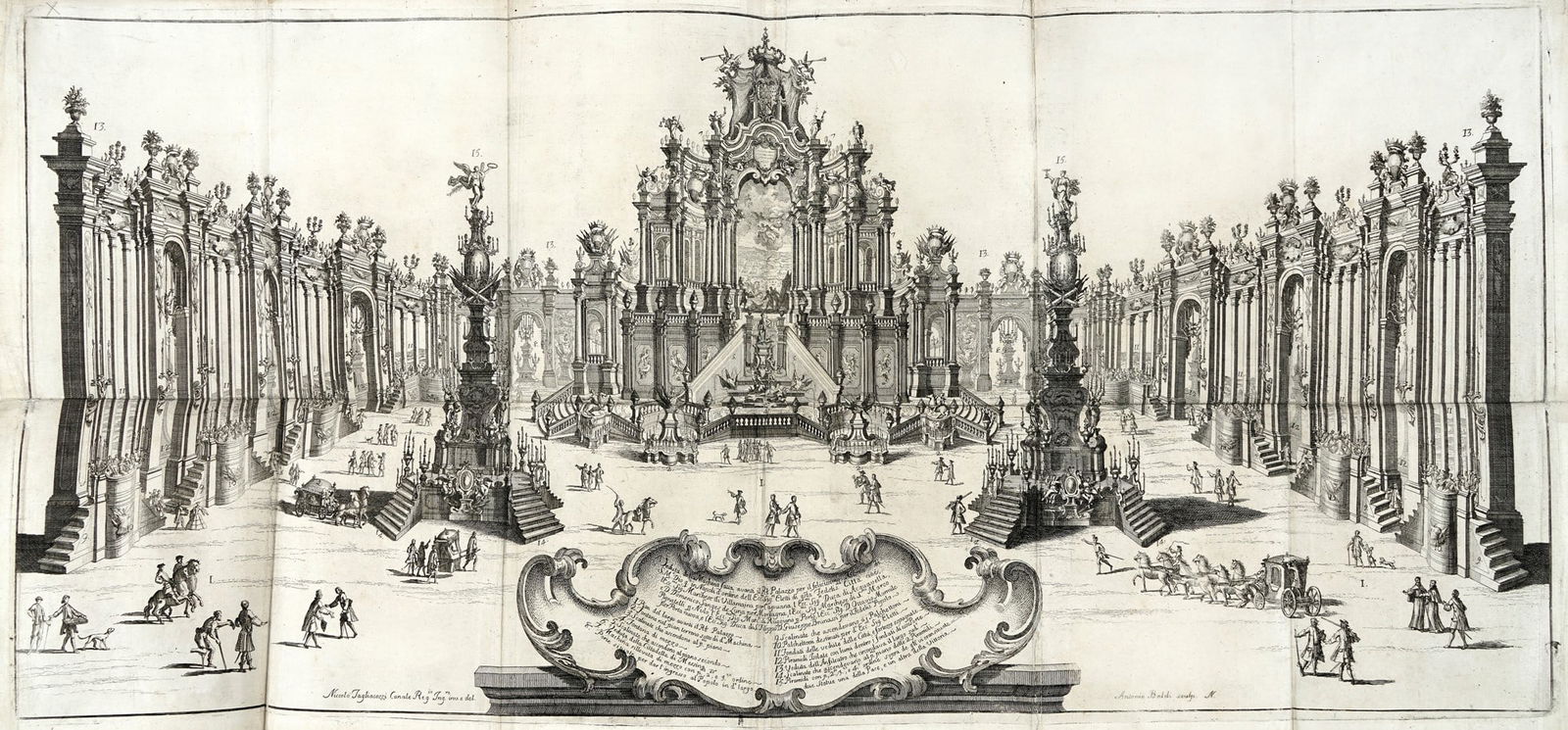 Naples. Descrizione delle feste celebrate ... per lo glorioso ritorno ... della sacra maestà: [POZZI, Rocco - FOSCHINI, Antonio]. Descrizione delle feste celebrate dalla fedelissima città di Napoli per lo glorioso ritorno dalla impresa di Sicilia della sacra maestà Carlo di Borbone Re di Nap