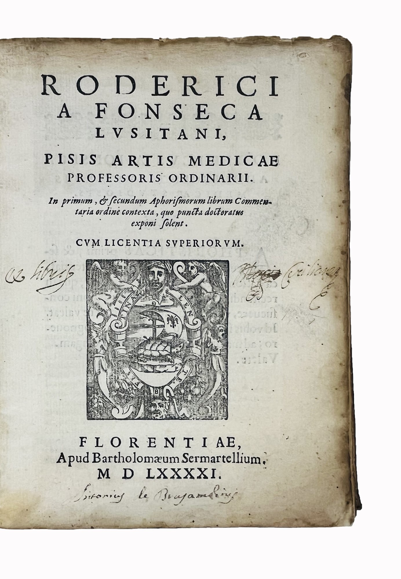 HIPPOCRATES - DA FONSECA. In primum, & secundum aphorismorum librum commentaria ordine contexta, quo (1 of 1)