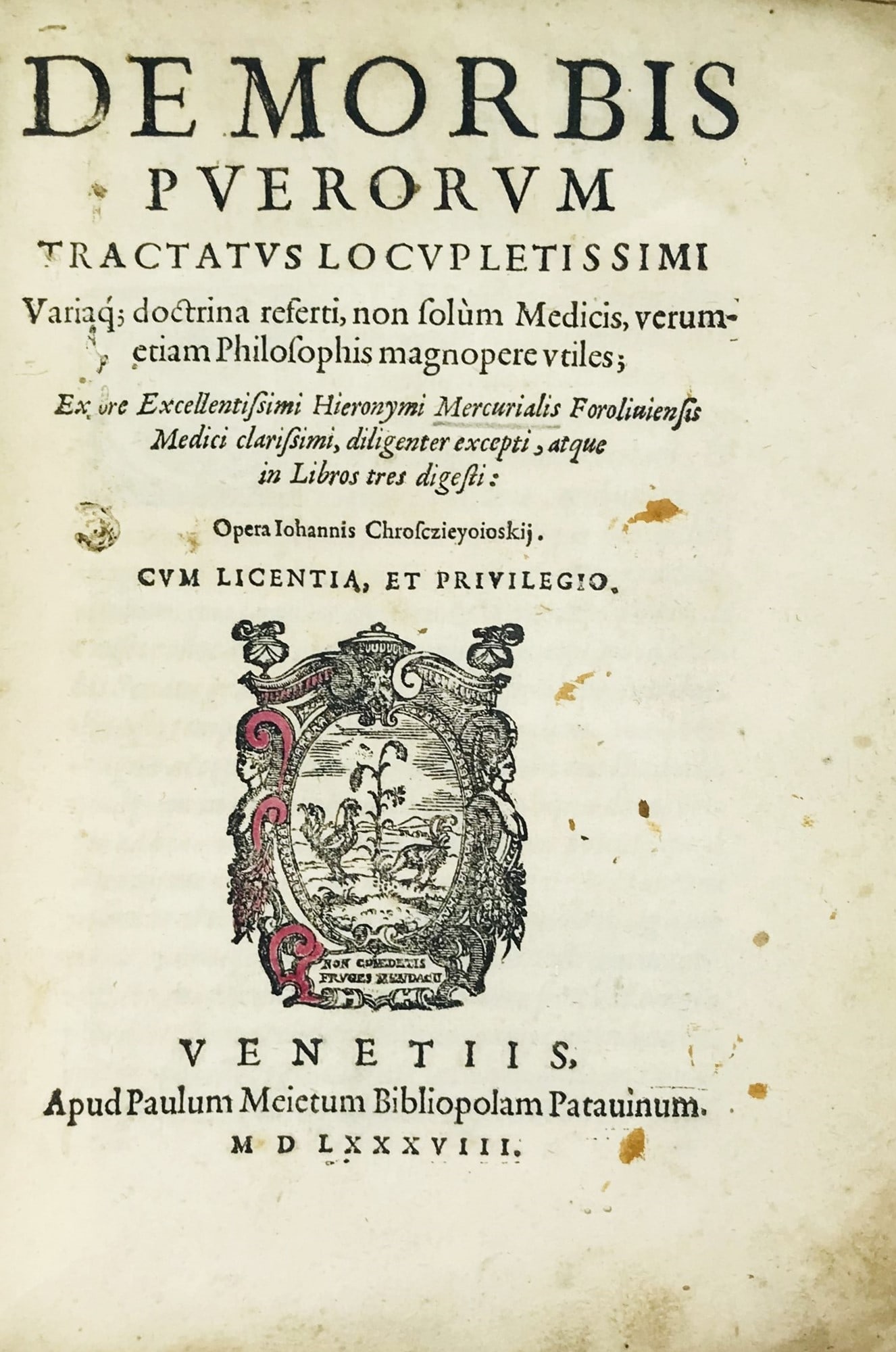 Paediatrics. MERCURIALE. De Morbis puerorum. (1 of 3)