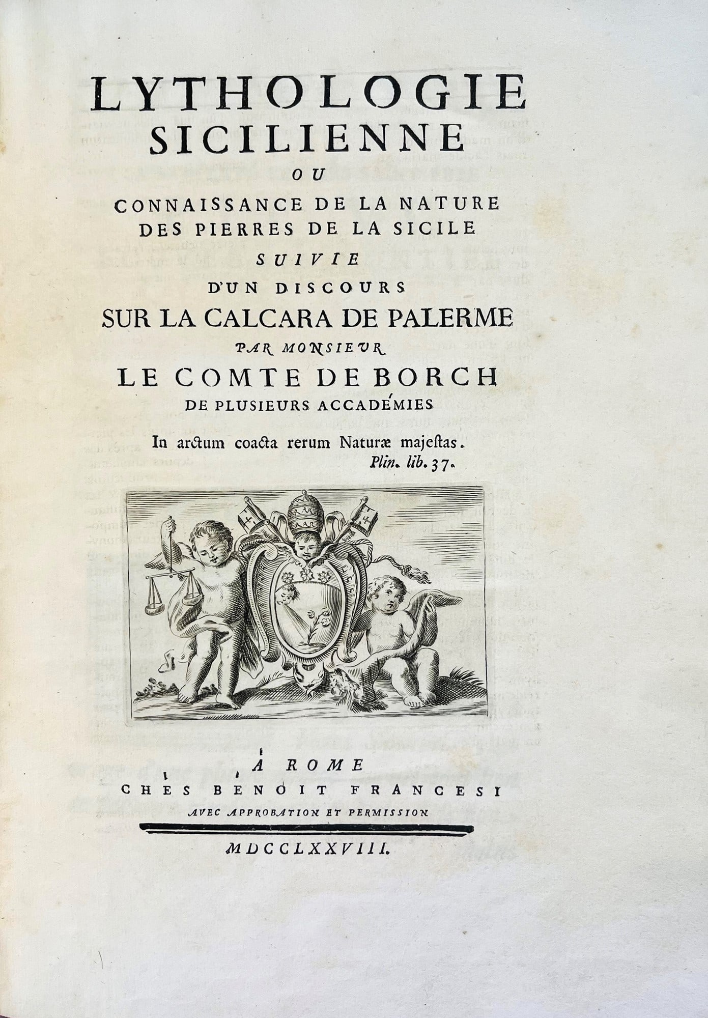 Mineralogy. BORCH. Lythologie sicilienne ou connaissance de la nature des pierres de la Sicile (1 of 1)