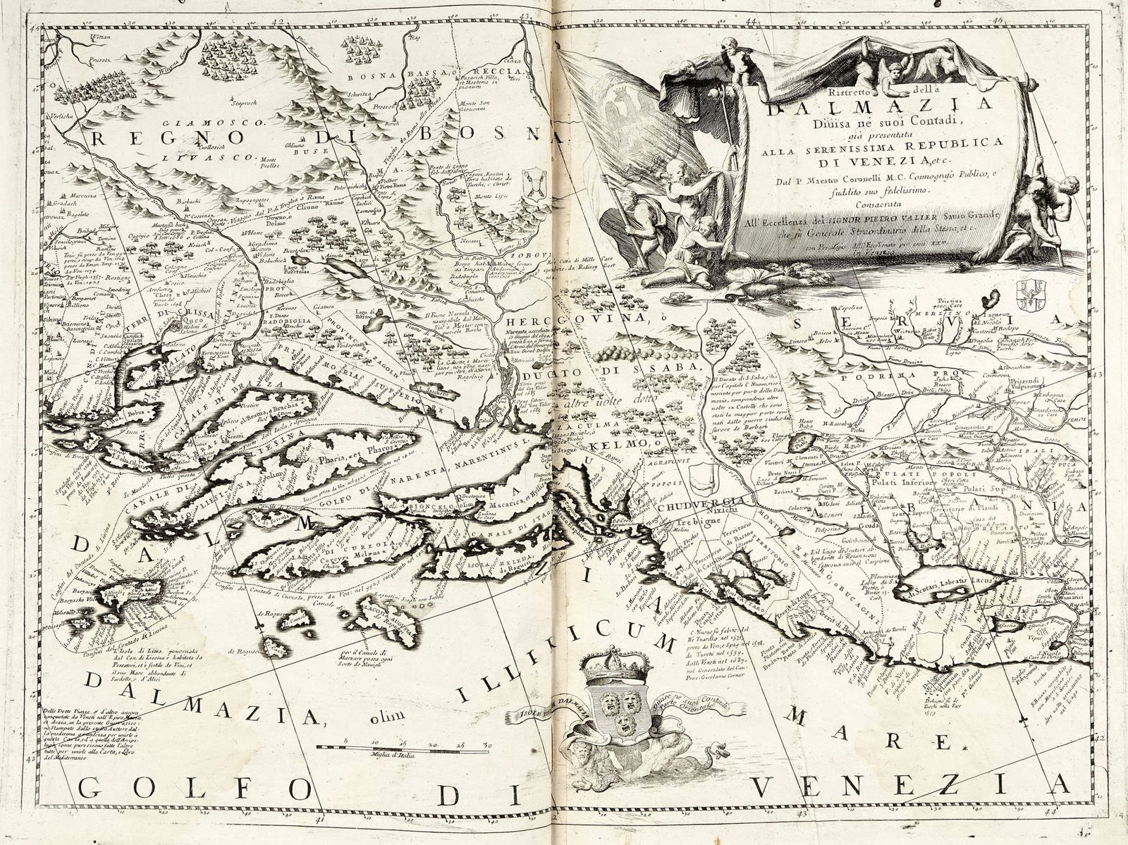 North Balkan Coast. CORONELLI. Ristretto della Dalmazia Divisa né suoi Contadi. (1 of 2)