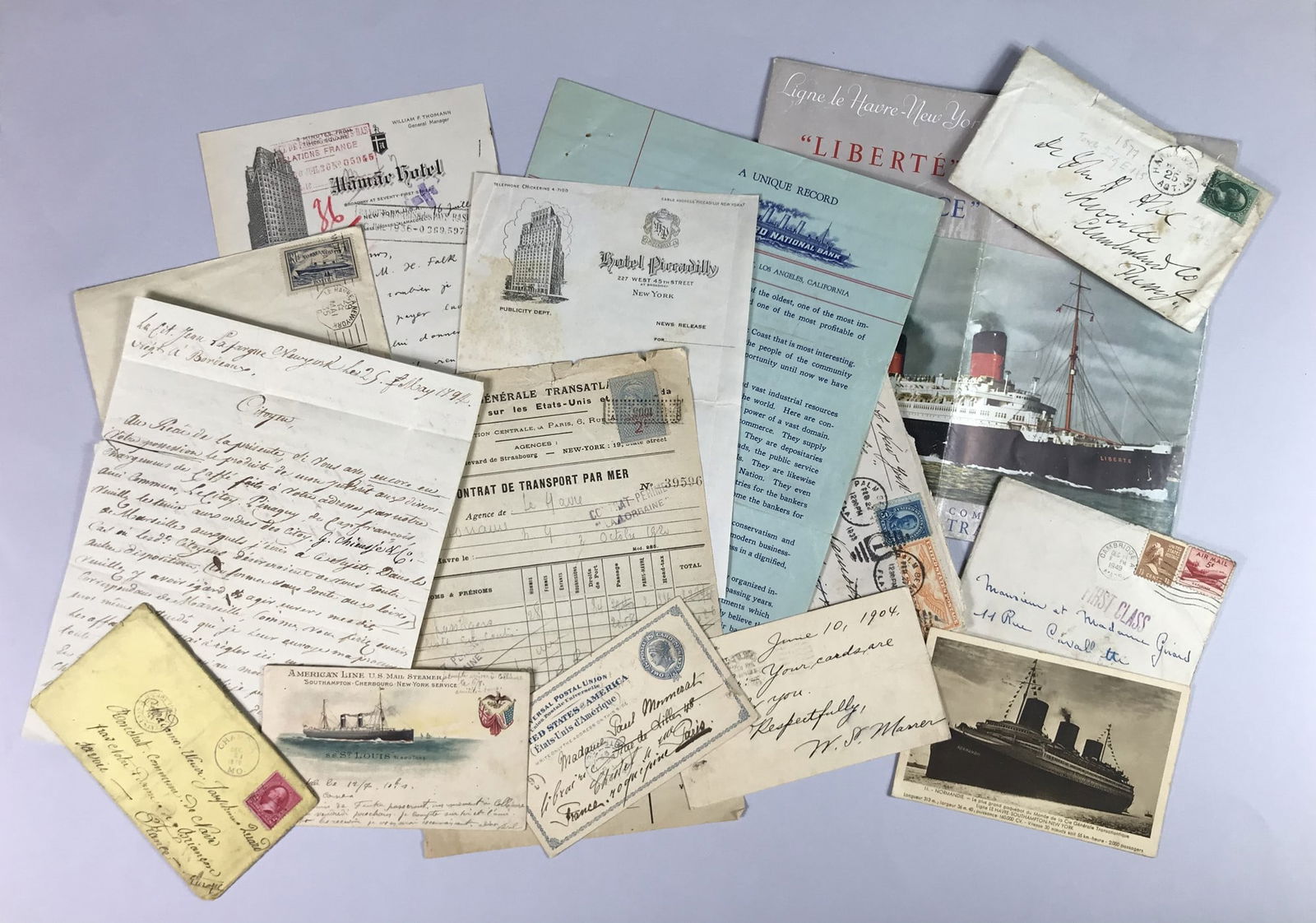 Lot of 16 documents on the crossing of the Atlantic Ocean. (1 of 1)