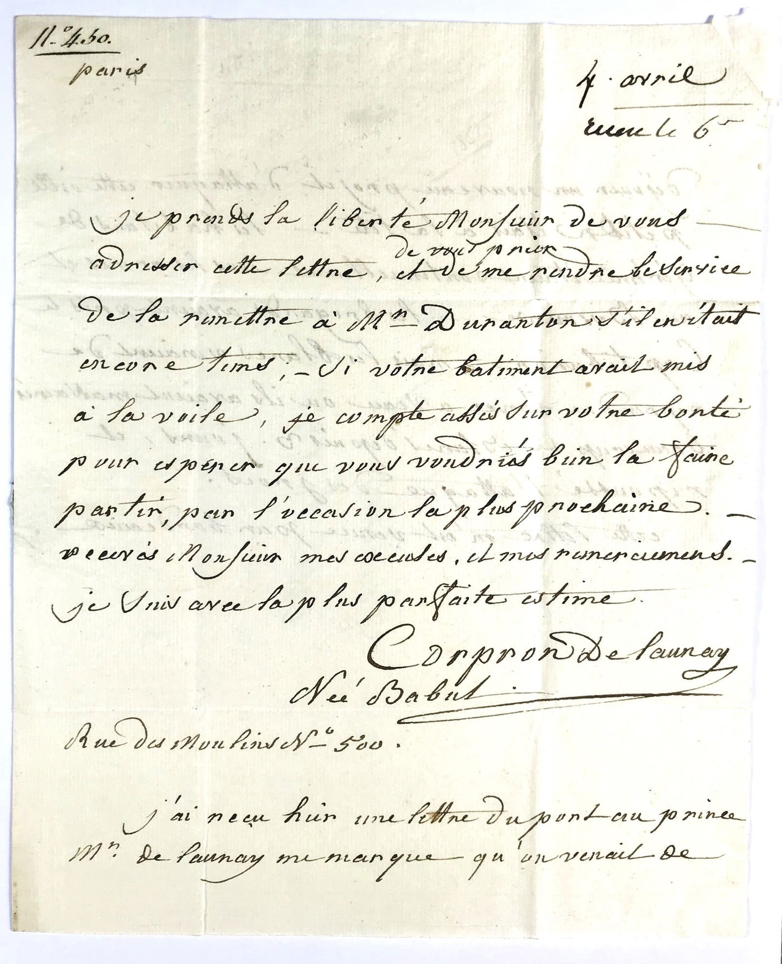 Santo Domingo - Haiti. CORPRON DE LAUNAY. Lettera autografa firmata, indirizzata a Fouache ‘ (1 of 1)