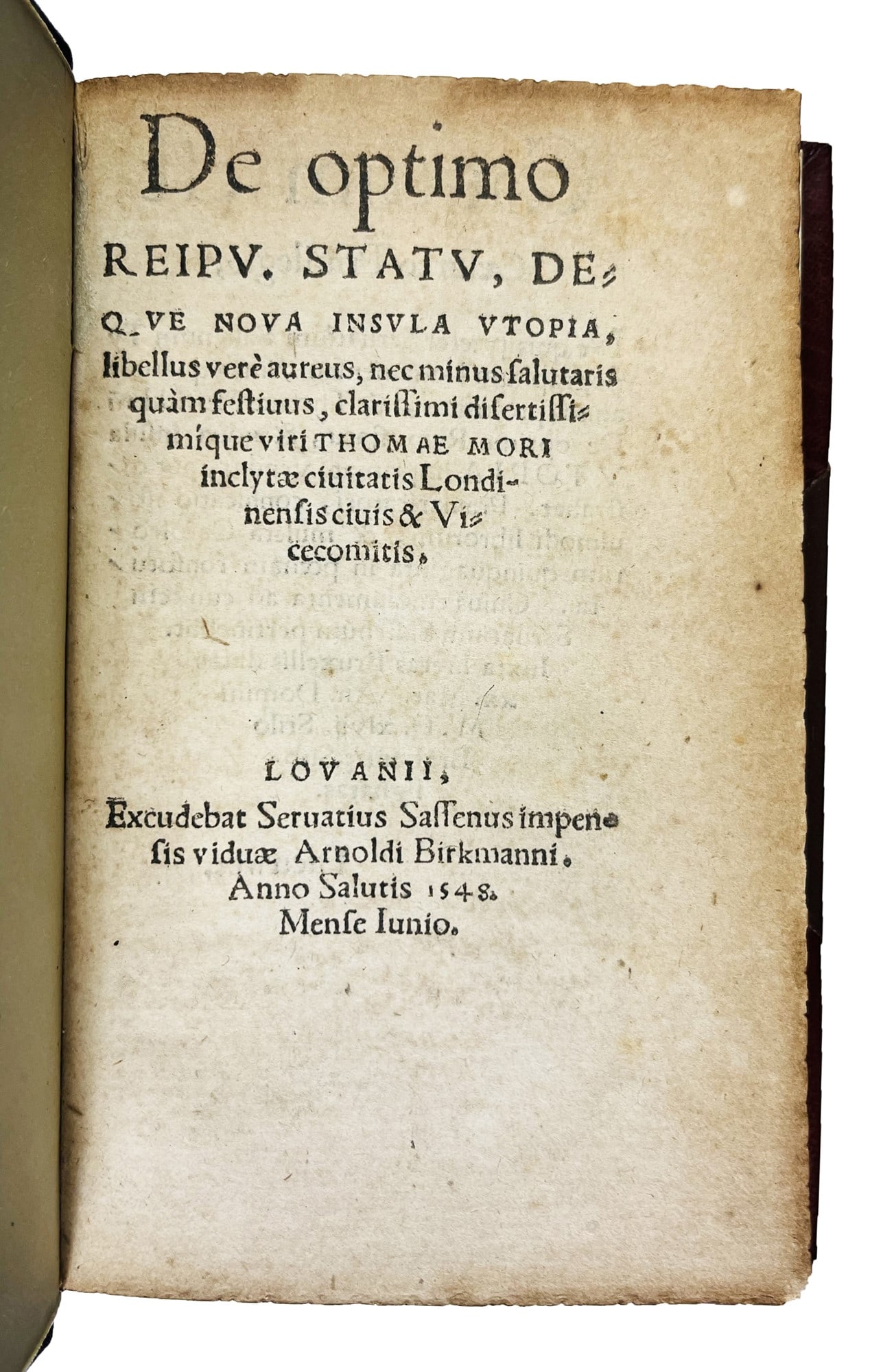 MORE. De Optimo reipu. statu, deque nova insula Utopia. (1 of 1)
