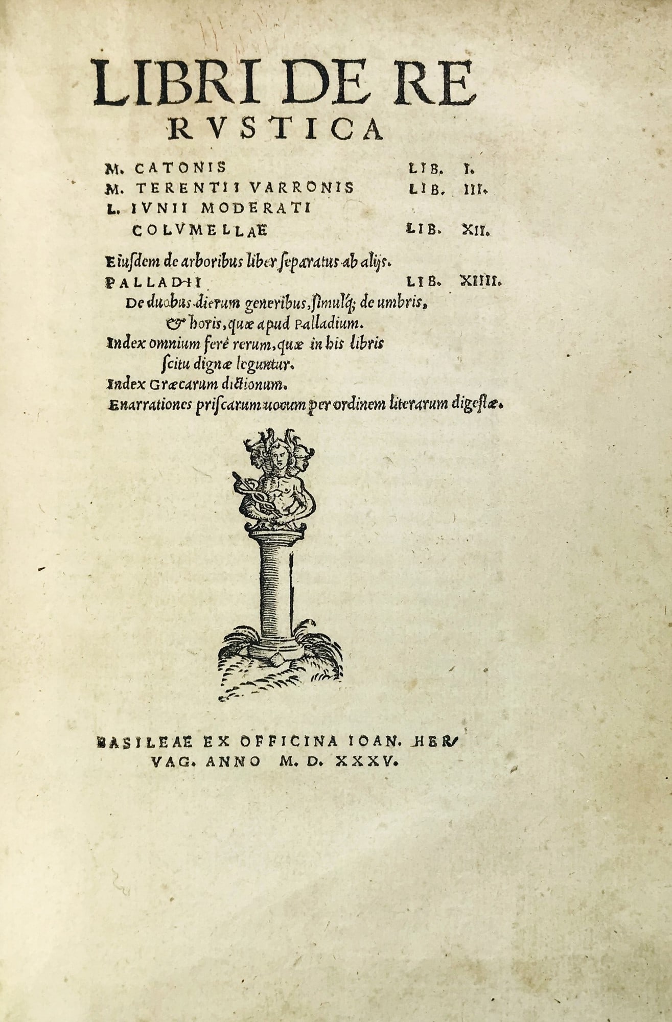 Scriptores rei rusticae. CATONE-VARRONE-COLUMELLA-PALLADIO. Libri De Re rustica. (1 of 1)