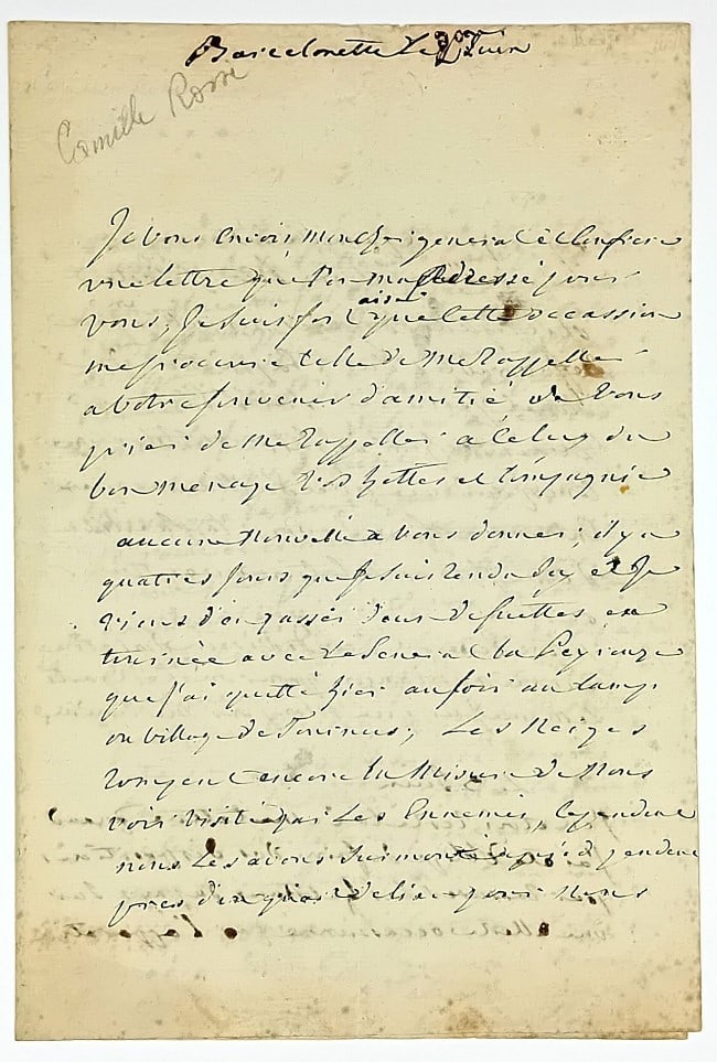 Corsica - French Revolution. de ROSSI [Guillotined in Paris in 1794]. Autograph letter. (1 of 2)