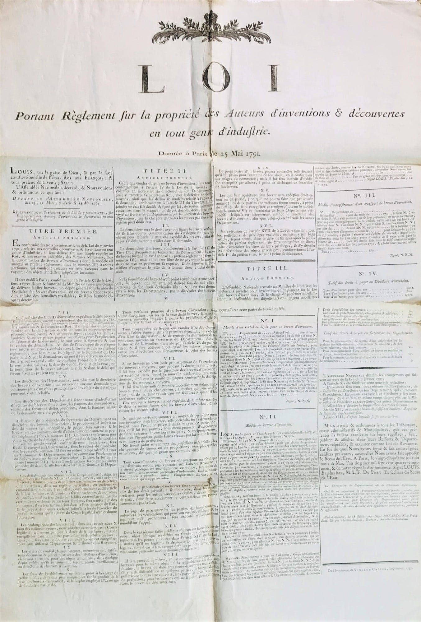 Copyright Law. Loi Portant Reglement sur la proprietè des Auteurs d’inventions. (1 of 1)