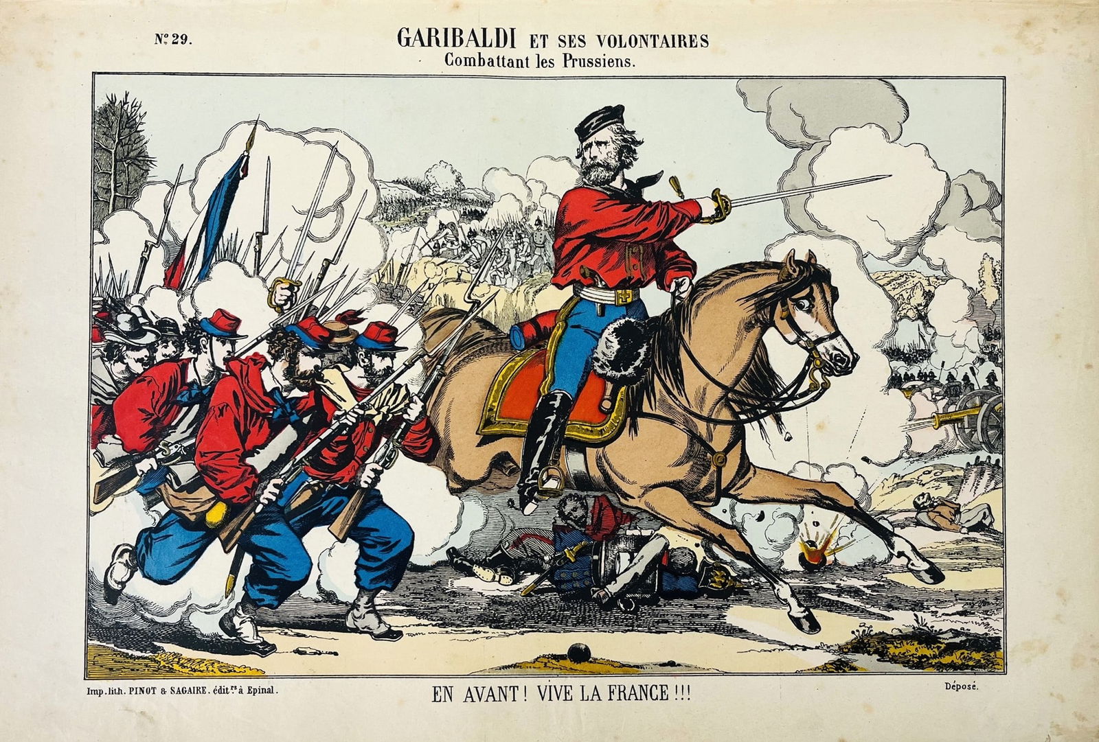 Epinal. Garibaldi - Dijon Battle (1871). Two colored lithographs. (1 of 2)