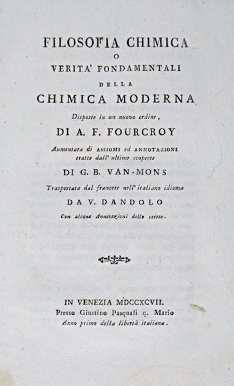 FOURCROY. Filosofia Chimica (1 of 2)