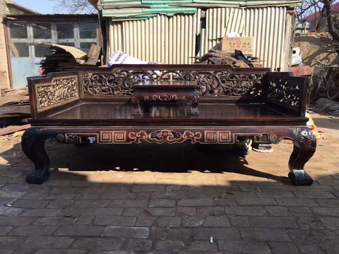 Old Indian lobular red sandalwood carved Dragon Lohan b (1 of 3)