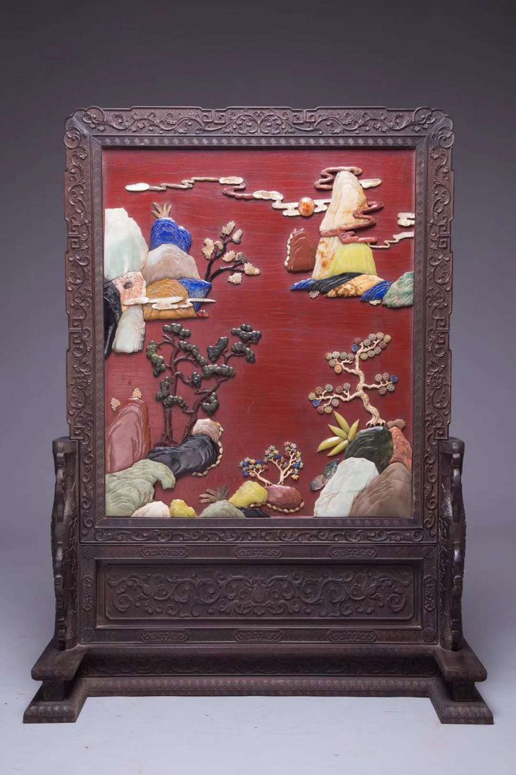 Qing Lobular rosewood Multiple gems table plaque (1 of 3)