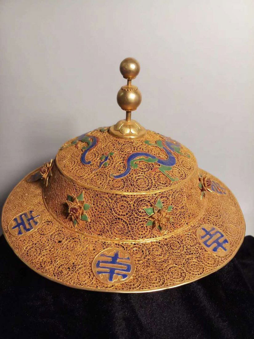 Silver gilt Dragon crown hat (1 of 8)