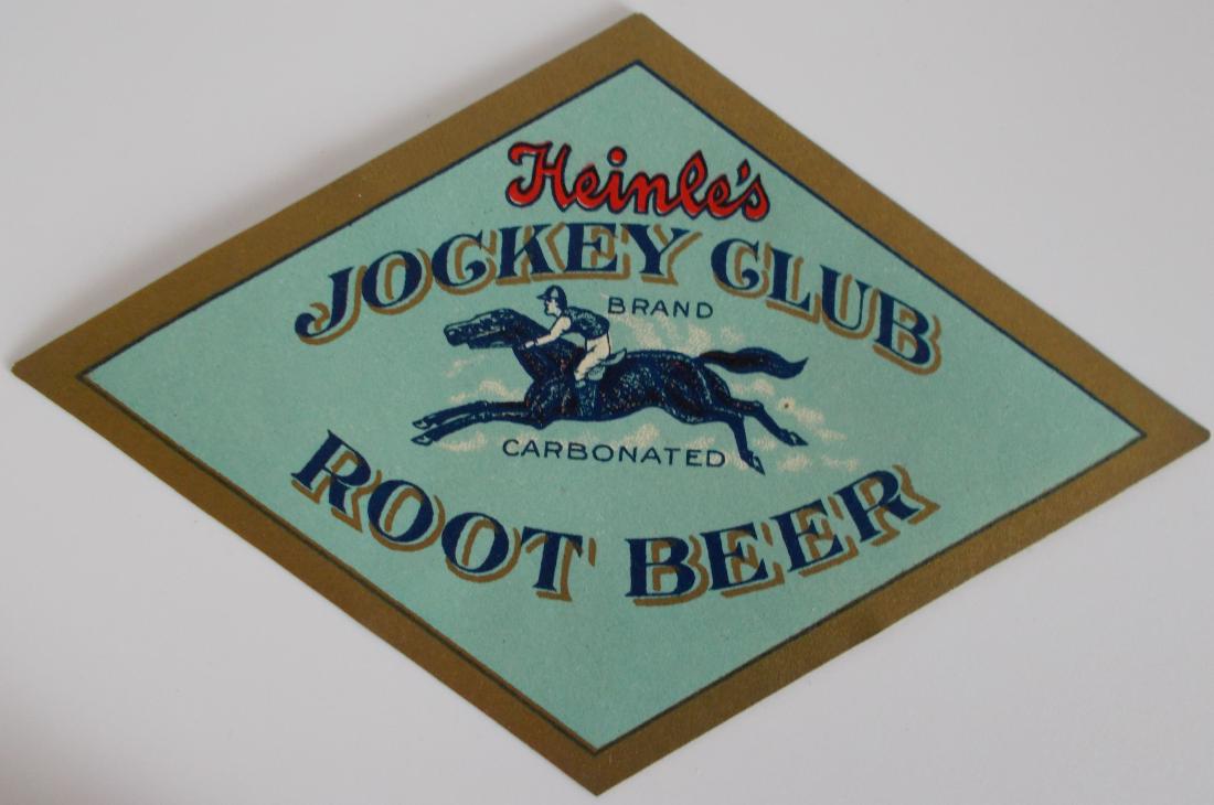 Rare Heinle's Jockey Club Carbonated Root Beer Label (1 of 1)