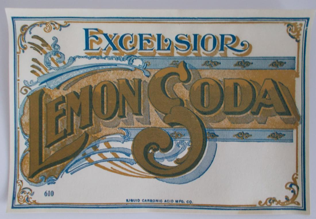 Excelsior Lemon Soda Hutchinson Bottle Label – c.1900 –: From the Gilbert Brewing Company that was in Virginia City, Montana from 1864 – 1918 - Marked "Liquid Carbonic Acid Mfg. Co.