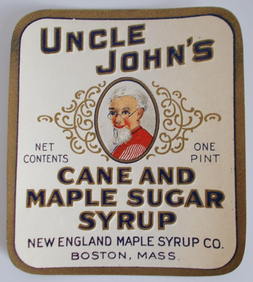 Early Uncle John's Cane and Maple Sugar Syrup Label (1 of 1)