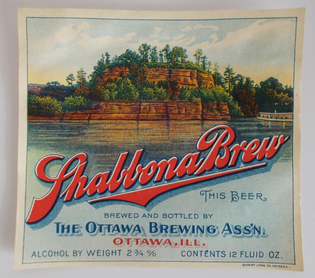 Rare Early Shabbona Brew Beer Bottle Label c.1910's (1 of 1)