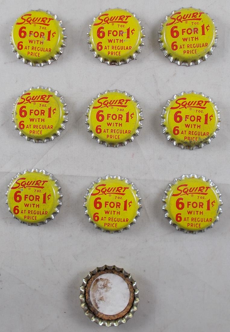 Lot of 10 Unused Cork Lined Squirt 6 for 1¢ Soda Bottle: They are unused and in nice shape with very minor color aging.