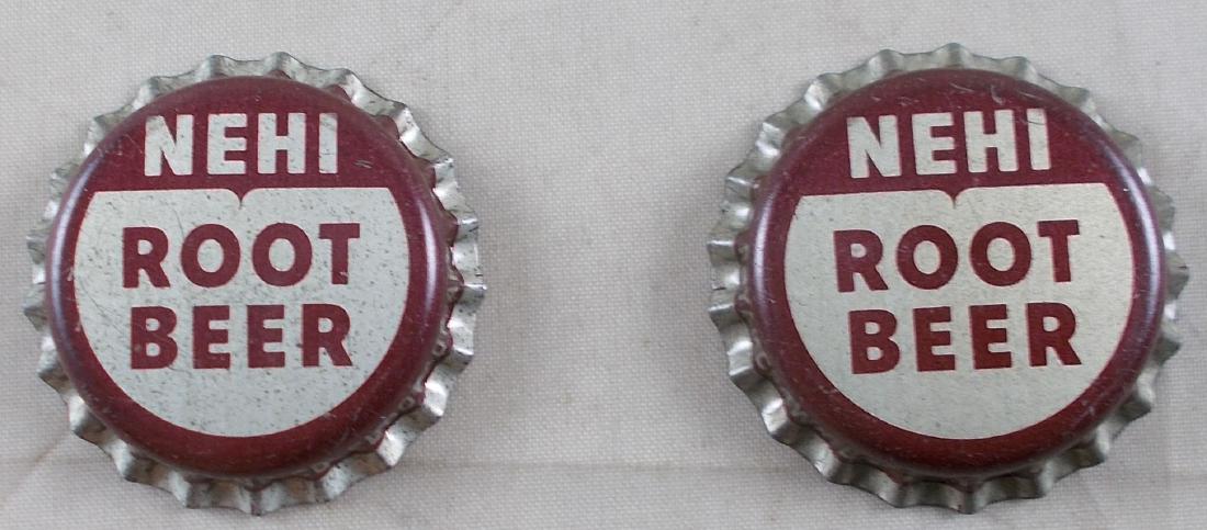 2 Nehi Root Beer Soda Cap. c.1940's. Scarce cap.: Found at the Nehi Royal Crown Bottling Company in El Dorado, Arkansas. Little wear. Unused.