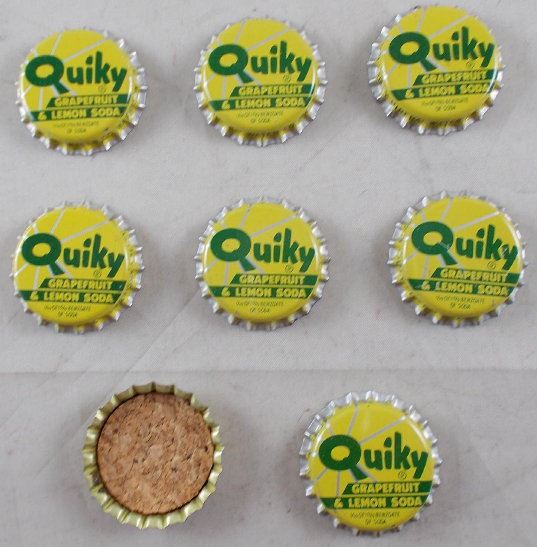 8 Quiky Grapefruit & Lemon Soda Cork Lined Cap,: Unused old stock that was found at the Harrison Valley Mineral Water Co., Harrison Valley, PA.