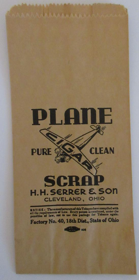 Scarce Plane Cigar Scrap Bag Picturing Airplane. (1 of 3)