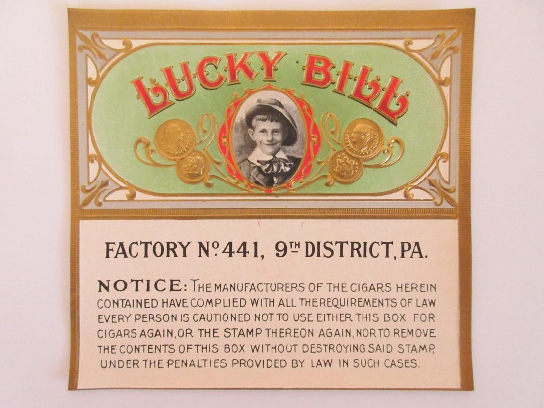 LUCKY BILL Outer Cigar Box Label -Warning Label. (1 of 1)