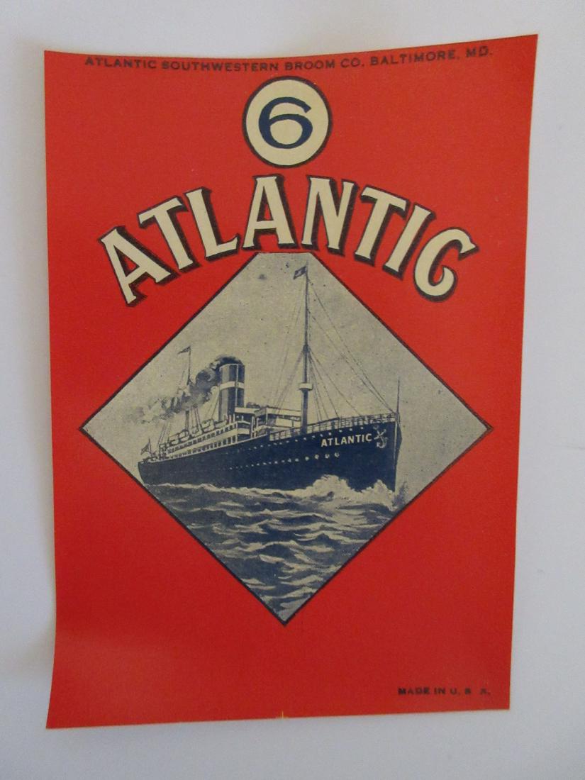 Broom Label Picturing the SS Atlantic. 5”. c.1920s (1 of 1)